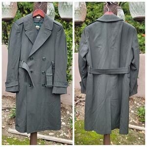 Vtg US Army Wool Gabardine AG44 Military Overcoat w/ Removable Liner